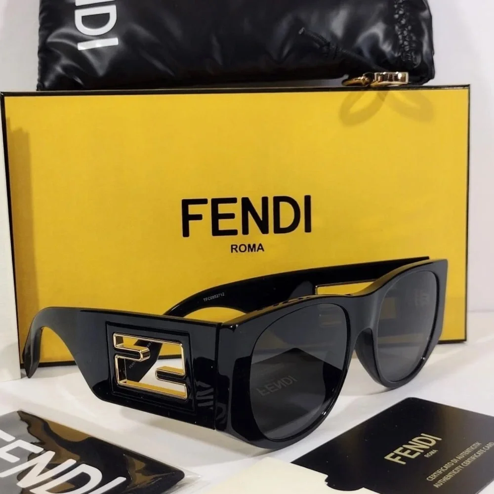 Fendi ROMA Black Sunglasses Sleek Modern Design Women's Baguette Oval Sunglasses - Picture 5 of 13